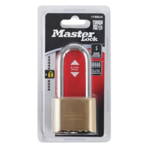 175-LH-D Resettable 4-Digit Brass Combination Lock 2"W Body, 2-1/4" Shackle (Display Pack)