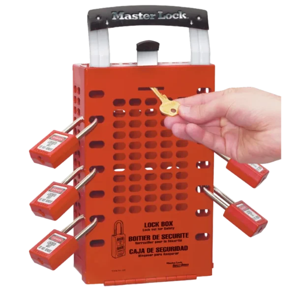 503-Red Portable Or Wall Mount Red Group L/O Lock Box - Security House